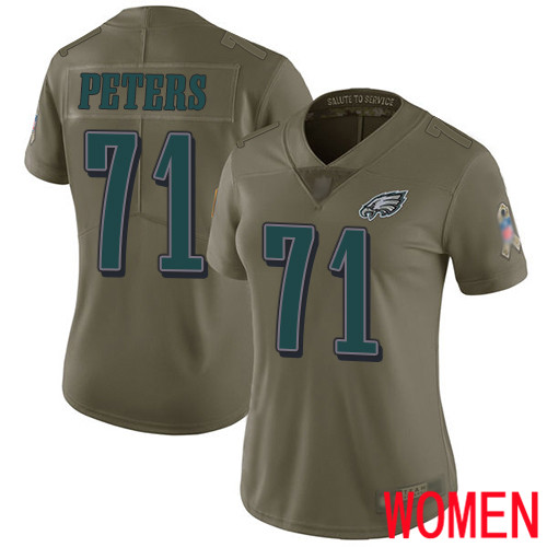 Women Philadelphia Eagles #71 Jason Peters Limited Olive 2017 Salute to Service Football NFL Jersey->women nfl jersey->Women Jersey